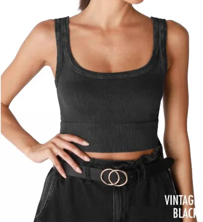 Nikibiki Wash Ribbed Cropped Top In Vintage Black