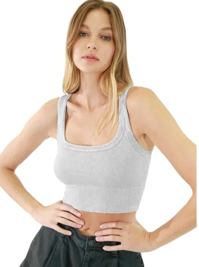 Nikibiki Wash Ribbed Cropped Top In Vintage Cool Grey In Gray