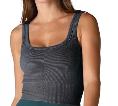 Nikibiki Wash Ribbed Cropped Top In Vintage Denim In Gray