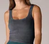 Nikibiki Wash Ribbed Cropped Top In Vintage Denim In Multi