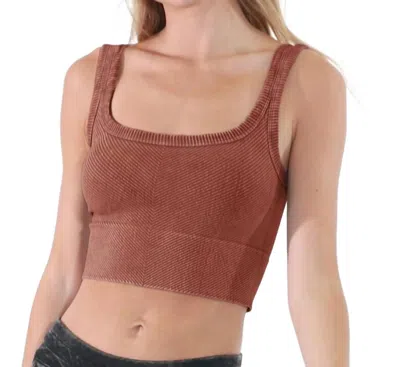 Nikibiki Wash Ribbed Cropped Top In Vintage Maple In Brown