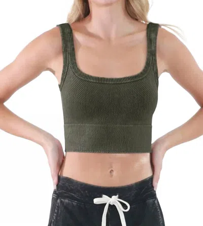 Nikibiki Wash Ribbed Cropped Top In Vintage Secret Moss In Green
