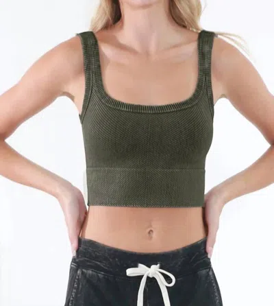 Nikibiki Wash Ribbed Cropped Top In Vintage Secret Moss In Multi