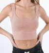 Nikibiki Wash Ribbed Cropped Top In Vintage Sweet Peach In Multi