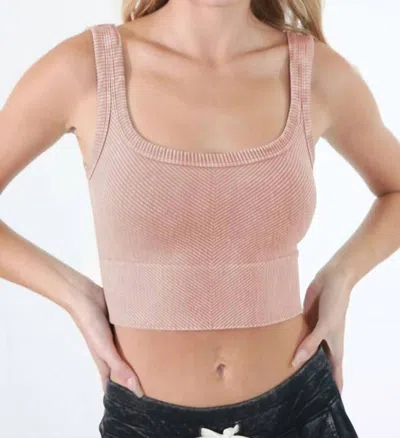 Nikibiki Wash Ribbed Cropped Top In Vintage Sweet Peach In Multi