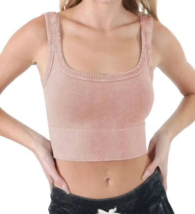 Nikibiki Wash Ribbed Cropped Top In Vintage Sweet Peach In Neutral