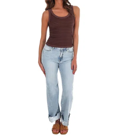 Nikibiki Women's Double Take Stripe Ribbed Tank Top In French Roast In Burgundy