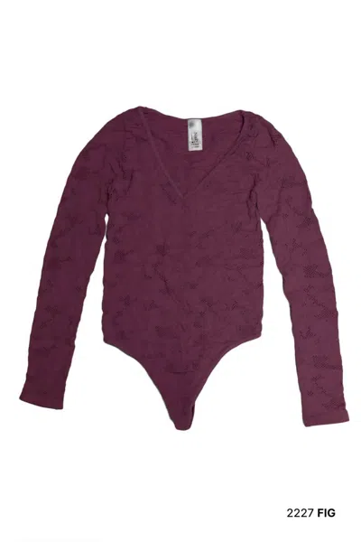 Nikibiki Women's Lace Textured Bodysuit In Fig In Red