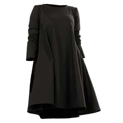Nikka Place Cotton Midi A-line Maternity Dress In Black Color