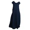 Nikka Place Linen Maternity Maxi Dress With Back Tie And Pockets In Dark Blue Colour In Blue