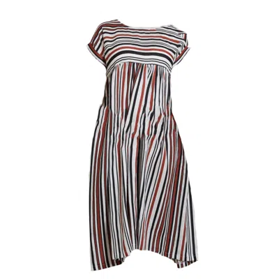 Nikka Place Linen Maternity Midi Striped Dress With Empire Waistline And Pockets