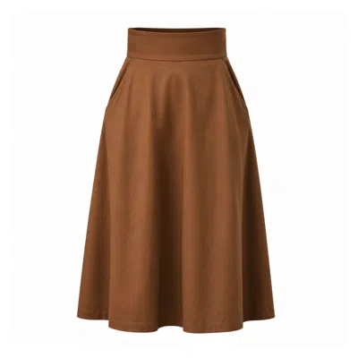 Nikka Place Women's A-line Midi Cotton Skirt In Light Brown Color