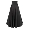Nikka Place Women's Black Wool Floor Length Skirt With Hight Waist & Front Buttons In Black