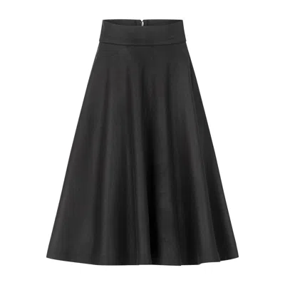 Nikka Place Women's Wool A-line Skirt With High Waist And Pockets In Black Colour