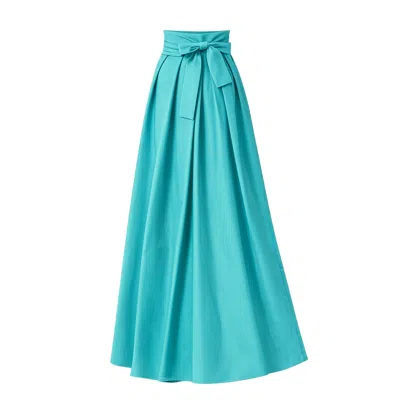 Nikka Place Women's Blue High Waisted Maxi Skirt With Pockets In Turquoise Color