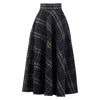 Nikka Place Women's Brown Wool Tartan Floor Length Skirt With High Waist And Pockets In Plaid Colour In Brown