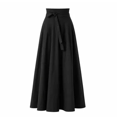 Nikka Place Women's Gothic Maxi Cotton Skirt With Bow Tie In Black