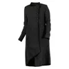 Nikka Place Women's Grey Asymmetrical Boiled Wool Cardigan With Buttons And High Neck In Charcoal Gray In Gray