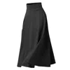 Nikka Place Women's Grey Long Wool A-line Skirt With High Waist And Pockets In Dark Gray Colour In Grey