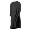 Nikka Place Women's Grey Minimalist Boiled Wool Sweater Dress With Long Sleeves And Slits In Charcoal Gray In Gray