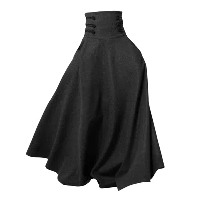 Nikka Place Women's Grey Ultra High Waist Wool Maxi Skirt With Pockets