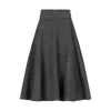 Nikka Place Women's Grey Wool Midi Skirt With High Waist & Pockets In Dark Gray In Grey