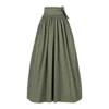 Nikka Place Women's High Waist Cotton Gathered Skirt With Front Bow & Pockets In Sage Green Color In Green