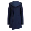 Nikka Place Women's Hooded Wool Midi Cardigan With Pockets In Dark Blue In Blue