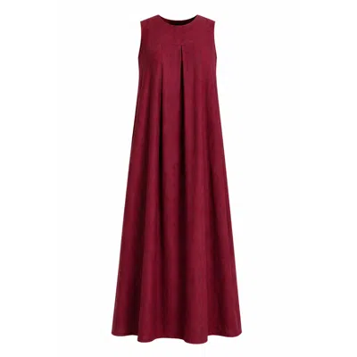 Nikka Place Women's Linen Maxi Gathered Maternity Dress In Burgundy In Red