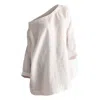 Nikka Place Women's Linen Summer Tunic With Off Shoulder And Long Sleeves In White