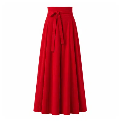 Nikka Place Women's Long Cotton High Waist Skirt In Red Color