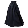 Nikka Place Women's Long Flared Skirt With High Waist & Front Bow In Dark Blue In Blue