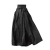 Nikka Place Women's Maxi Cotton Elegant Skirt With Front Bow & High Waist In Black In Black