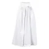 Nikka Place Women's High Waisted Cotton Skirt With Front Bow And Pockets In White In White