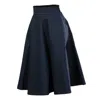 Nikka Place Women's Cotton Midi Flared Skirt With High Waist And Pockets In Dark Blue In Blue