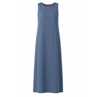 Nikka Place Women's Minimalist Summer Linen Dress In Slate Blue Color