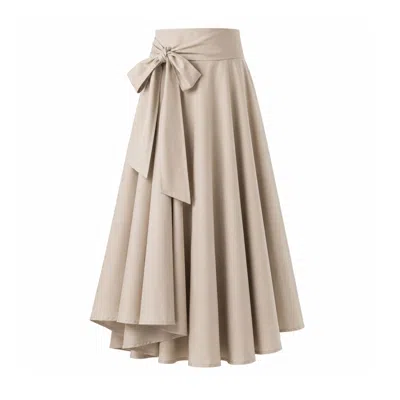 Nikka Place Women's Neutrals Asymmetrical Flutter Midi Cotton Skirt In Natural Color