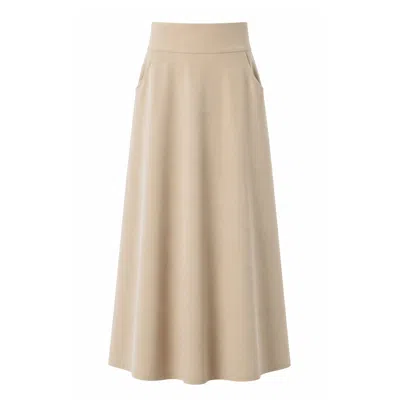 Nikka Place Women's Neutrals High Waist Elegant Maxi Skirt In Beige Color