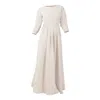 Nikka Place Women's Neutrals Linen Maxi Dress With Bracelet Sleeves And Pockets In Natural Colour In Beige