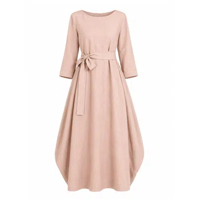 Nikka Place Women's Pink Long Linen Boho Beach Dress In Peach Color
