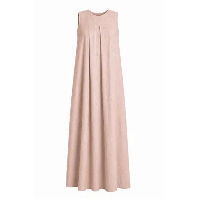 Nikka Place Women's Pink Summer Linen Sleeveless Beach Dress In Peach Color