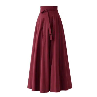 Nikka Place Women's Red Summer Cocktail Maxi Cotton Skirt With High Waist In Burgundy
