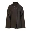 Nikka Place Women's Wool Military Pea Coat With Front Buttons & High Neck In Black In Black