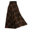 Nikka Place Women's Wool Midi Skirt With High Waist And Pockets In Dark Brown Plaid In Brown