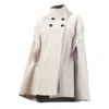 Nikka Place Women's Wool Poncho Pea Coat With High Neck In Off White In White