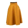 Nikka Place Women's Yellow / Orange Flared Midi Cotton Skirt With High Waist & Pockets In Deep Yellow In Yellow/orange