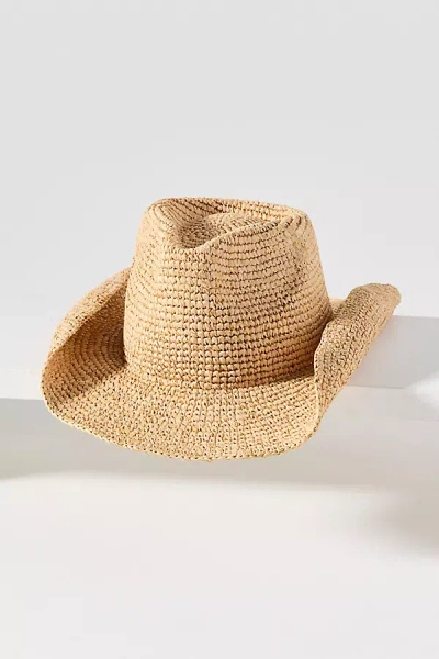 Nikki Beach Carrera Raffia Rancher Hat In Gold