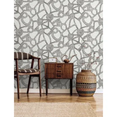 Nikki Chu 18' L X 20.5" W Peel And Stick Wallpaper Roll In White,black
