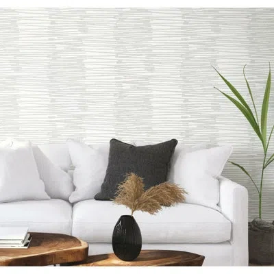 Nikki Chu 18' L X 20.5" W Smooth Peel And Stick Wallpaper Roll In White,gray