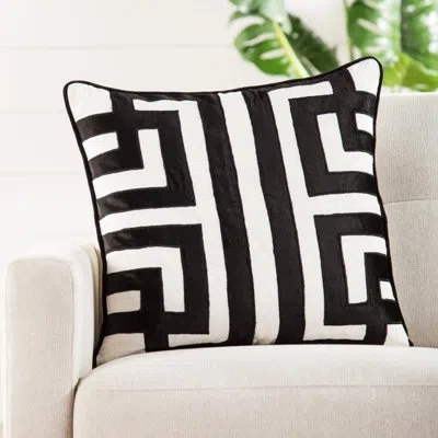 Nikki Chu Cosmic Linen 22" Throw Pillow Cover In Black